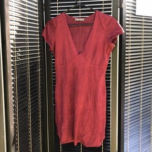 Suede burgundy mini dress